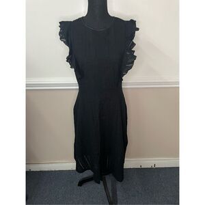 Ecowish Black Ruffle Sleeve A-Line Summer Dress Size Large